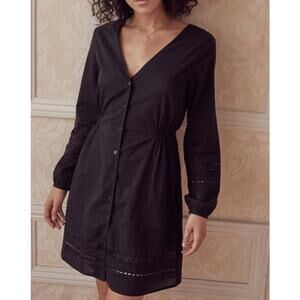 Vetta Capsule Long Sleeve Lace Dress Womens Medium Black Organic Cotton